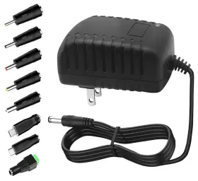 5v3a-8t Alarmpore Dc 5v 3a Power Supply Adapter With 8tips Replaceable 100v-240v Black
