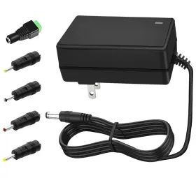 Ala-24v1.5a Alarmpore 24v 1.5a 1000ma Wall Power Supply 100 240v Ac To Dc Converter With 5 Black