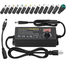 Auplf 3-24v-3a Universal Power Adapter Adjustable 3v 24v 3a 72w Dc Black
