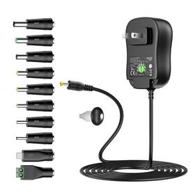 Basicvolt 708214222057 Universal Power Supply 5v 6v 7.5v 9v 12v 13.5v 15v 3a 2.5a Ac Black