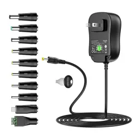 Basicvolt 708214222057 Universal Power Supply 5v 6v 7.5v 9v 12v 13.5v 15v 3a 2.5a Ac Black