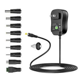 Pa-u0340-001 Basicvolt 3v 4.5v 5v 6v 7.5v 9v 12v Dc Power Supply 34w Multi Voltage Black