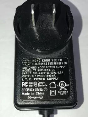 Hkyf12-180060t-us Fee Yu Hong Kong Power Supply Yf1201500k3-ul 12 Volt