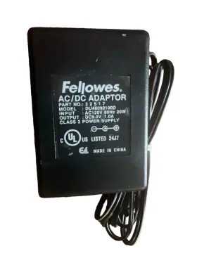 Du48090100d Fellowes Ac Adapter Model No. 120v 60hz 20 W Dc 9.0v 1.0 A