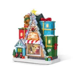 Glitzhome 744110501520 10.75 Inch Lighted Toy Market Resin Christmas Village With Movement And Music