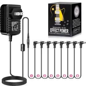 9v1a Godtone 1to8 Guitar Effect Pedal Power Supply Adapter With 8 Way Daisy Chain