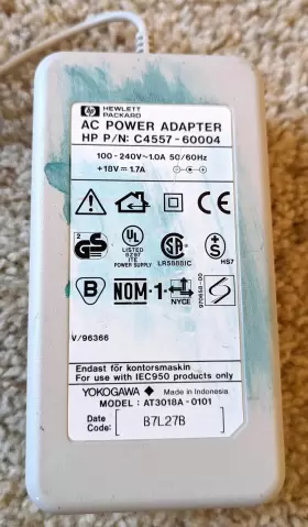 C4557-60004 Hp Hewlett-packard Ac Adapter Power Supply For Printer 18v 1.7a