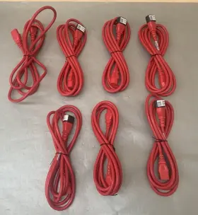 105-001-355 Lian Dung Lot Of 7 Red 10a 250v Power Cords - Approx 8ft Ea