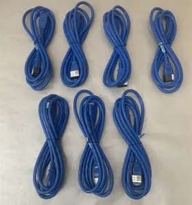 105-001-356 Lian Dung Lot Of 7 Blue 10a 250v Power Cords - Approx 8ft Ea