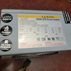 Ultra Ultls6000p Oem 600w Atx Power Supply Model No. Ult-ls6000p