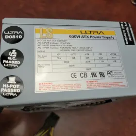 Ult-ls6000p Ultra Ultls6000p Oem 600w Atx Power Supply Model No.